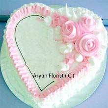 Finely designed with sober colors of white and baby pink cream this 1Kg (2.2 Lbs) Heart shaped Vanilla Cake is made for your personalized occasions such as birthdays, anniversaries, farewell etc as cake cutting ceremony are a traditional way for celebration. Gifting this sumptuous cake is a good idea if you come across those special days that call for celebration. Keep a reminder and instantly please your darlings to win their hearts all over again.