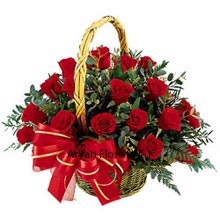 Red Roses in a basket adorned with lovely hues of Red Ribbon , made into a bow to give that final look is one of the sought after arrangements for all occasions. Roses are flowers that blossom for the soul to radiate more positivity, passion and compassion at the same time. Without much ado, go further with this basket of 18 Red Roses that are embellished with beautiful fillers and through which the redness of the Roses is highlighted even more.
