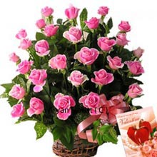 With the year flowing with numerous festivals and private occasions like Birthdays, anniversaries, first dates, meeting days, friendship day and many more, pink roses always make their place strong among other choices of gifts. This solidarity can be seen in this basket of 36 pink roses that is decorated nicely and is ready to be delivered for your special occasion. This cohesion among the flowers is visible through their placement where each allows itself to stand with pride. Go ahead and praise this solidarity.