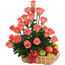 If you feel something more than flowers are required to make a special day more important, then go for a wonderful and healthy option that we have for you. 24 bright roses are very meticulously arranged in a basket that is laden with 3 Kg assorted fruits. This combination is good choice as it keeps in mind the health of the receiver, along with the tasteful arrangement of roses. Place an order for this now for anyone you care.