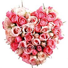 Be mine! is best said with this lovely, endearing heart shaped arrangement of 50 Pink Roses. You will not be turned down as this heart shaped arrangement flows positive vibes that transform the person. The only legacy we take with us is our disposition, these pink roses make your disposition a happy one. Present it to your would be with love and care and taste the fruit of love. Place your order now and say what you want to say!