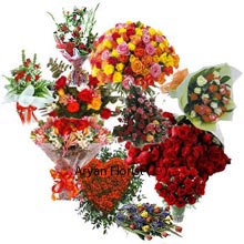 To every single person of this world, flowers are food for their soul. This collection is made up of 12 Red Roses Bunch, Bunch of 12 Assorted Flowers, Basket of 30 Mixed Color Roses, and Bunch of 24 Red Roses, Heart shaped arrangement of 50 Red Roses, 18 Red Roses in a Vase, Basket of 36 Red Roses and an arrangement of Assorted Flowers. Share this floral luxury of so many beautiful bunches of assorted flowers with your darlings.