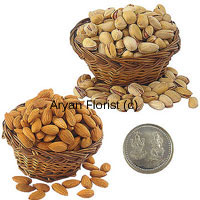 A special bundle for your special ones, this gift set includes 250 grams of pistachios, 250 grams of almonds and one silver Lakshmi Ganesh coin. The almonds and pistachios are selected from the best and packed creatively with the silver coin. Send your warm festive wishes to friends, family and professional contacts with this gift.
