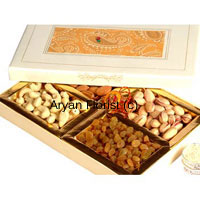 Send across your warm festive wishes with a box full of joy. This box of 1 kg assorted dry fruits is among the favourites. Fresh and tasty dry fruits are neatly packed in a decorative gift box and delivered to your loved ones.