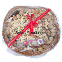 This gorgeous gift box contains 1 kg assorted dry fruits. The best quality of fresh and delicious dry fruits are selected and packed in a fancy box. Send this to your friends and family to celebrate special occasions.