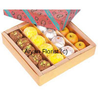 Just a delightful pack of joy in hand with such a reasonable price is definitely a good buy for you. This pack contains Assorted Mithai covered within acolorful Gift Box ready to be delivered for your loved ones. Most loved Indian sweets assembled together come as a best possible gift for any occasions and special days of happiness to show respect, affection for elders and younger ones respectively. A must buy in festivals here.