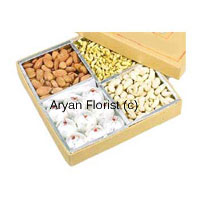 This box comes with handful of sweets such as delicious Kaju Kalash which is sweet balls made out of cashew nuts and Assorted Dry Fruit all filled in four chambers of the Gift Box. Dry fruits are also great source of great nutritional value. This is one of the best combinations for gifting in different occasions being it Diwali or Father’s day or any other significant day, you can get it delivered whenever and wherever you want.