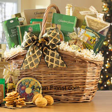 Enrich this Raksha Bandhan with memories by gifting this amazing pack of gourmet goodies. Put together well in a nice basket are the finest treats to feast, including Toasted Praline Coffee, Chocolate Wafer Rolls, French Herb Cheese Mix, Fancy Water Crackers, Dutch Gouda Cheese Biscuits, Smoked Almonds, Cashew Brittle, Belgian Chocolates, Mixed Fruit Candies, Cheese Lover's Pub Mix, Golden Walnut Caramel Cookies, Sisters Green Tea and non-alcoholic Sparkling Apple Cider. (Please Note That We Reserve The Right To Substitute Any Product With A Suitable Product Of Equal Value In Case Of Non-Availability Of A Certain Product)