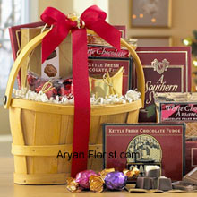 The profusion of the variety of chocolates to discern your receiver's romantic temperament, this basket is just an apt way as it includes Italian Chocolate Truffles, crunchy Almond Roca, a White Chocolate Amaretto Wafers, Chocolate Fudge, creamy rich Milk Chocolate, Belgian Chocolates, and assorted individually-wrapped Godiva Chocolates. A very well packed basket that comes to you as a souvenir along with the delectable sweet chocolates, leading you to a pavilion to enjoy your relationship status more than before. (Please Note That We Reserve the Right to Substitute any Product with a Suitable Product of Equal Value in Case of Non-Availability of a Certain Product)
