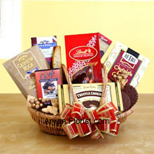 This ineffable basket of chocolates will satiate the sweet lover to the core. Indulgence into these chocolates will leave you wanting for more as it is a stimulant that you will want forever. This basket is full of such chocolates that may otherwise be not available in the market and specially sourced to make your occasion more eventful. This marvelous basket includes Beth's chocolate chip cookies, English toffee, Chocolate truffle cookies, biscotti, Lindt truffles, Cashew Roca and a Ghirardelli chocolate bar to appease the sweet tooth. (Please Note That We Reserve the Right to Substitute any Product with a Suitable Product of Equal Value in Case of Non-Availability of a Certain Product)